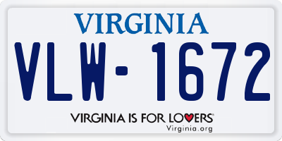 VA license plate VLW1672