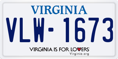 VA license plate VLW1673