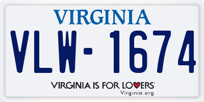 VA license plate VLW1674