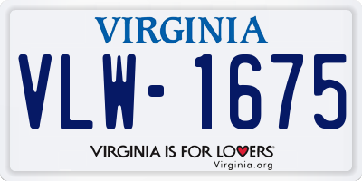 VA license plate VLW1675