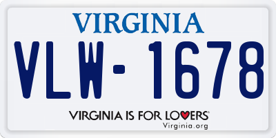 VA license plate VLW1678