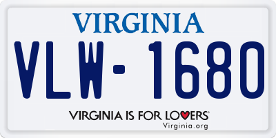 VA license plate VLW1680