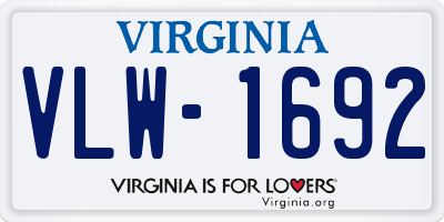 VA license plate VLW1692