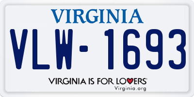 VA license plate VLW1693