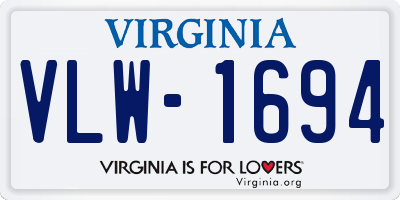 VA license plate VLW1694