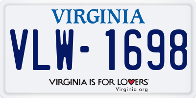 VA license plate VLW1698