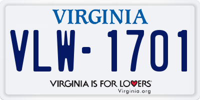 VA license plate VLW1701