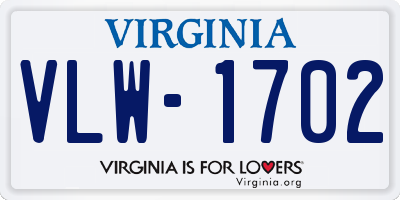 VA license plate VLW1702