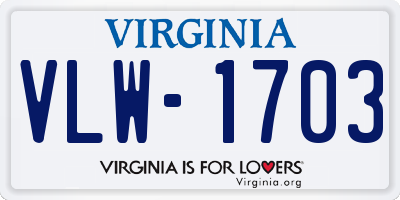 VA license plate VLW1703