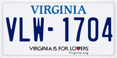 VA license plate VLW1704