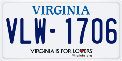 VA license plate VLW1706