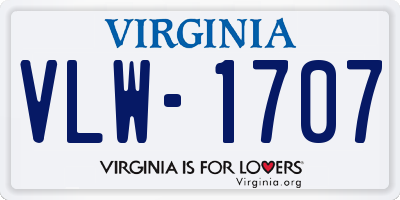 VA license plate VLW1707