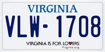 VA license plate VLW1708