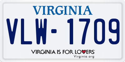 VA license plate VLW1709