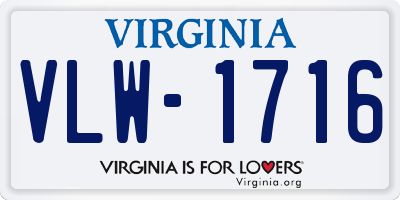 VA license plate VLW1716