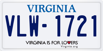 VA license plate VLW1721