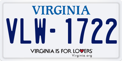 VA license plate VLW1722