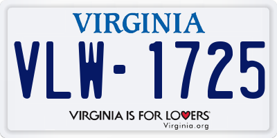 VA license plate VLW1725