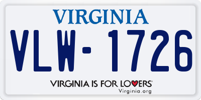 VA license plate VLW1726