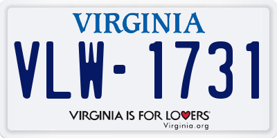 VA license plate VLW1731