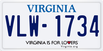 VA license plate VLW1734