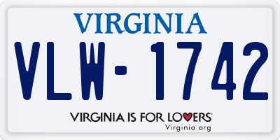 VA license plate VLW1742