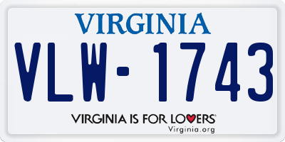 VA license plate VLW1743