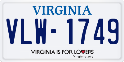 VA license plate VLW1749