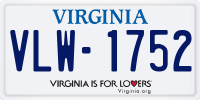 VA license plate VLW1752