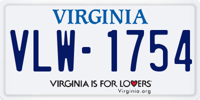 VA license plate VLW1754