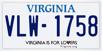 VA license plate VLW1758