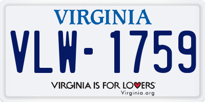 VA license plate VLW1759