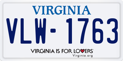 VA license plate VLW1763