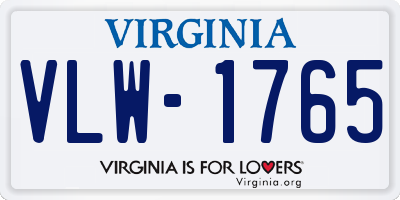 VA license plate VLW1765