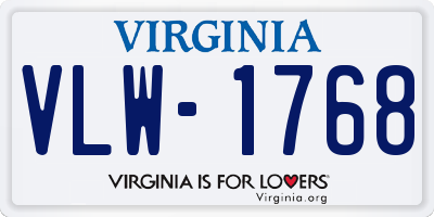 VA license plate VLW1768