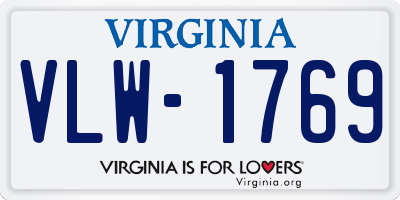 VA license plate VLW1769