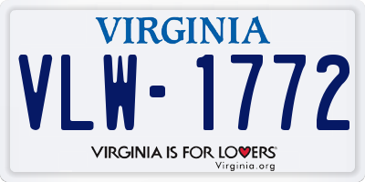 VA license plate VLW1772