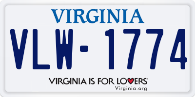 VA license plate VLW1774