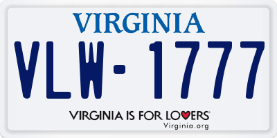 VA license plate VLW1777