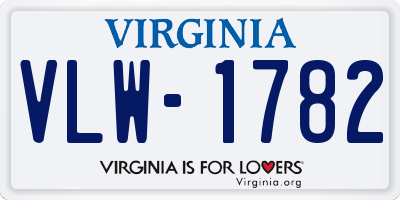 VA license plate VLW1782