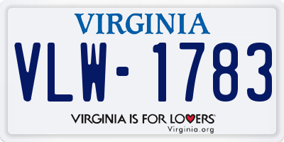 VA license plate VLW1783