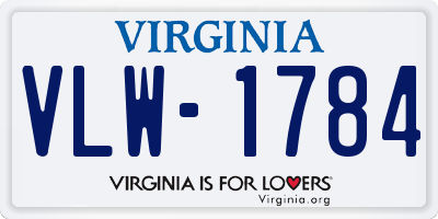 VA license plate VLW1784