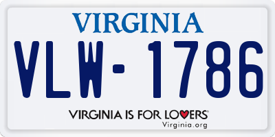 VA license plate VLW1786