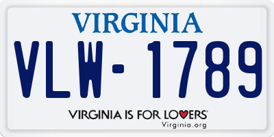 VA license plate VLW1789