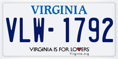 VA license plate VLW1792