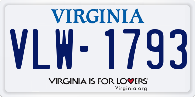 VA license plate VLW1793