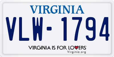 VA license plate VLW1794