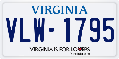 VA license plate VLW1795