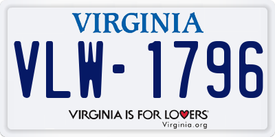 VA license plate VLW1796