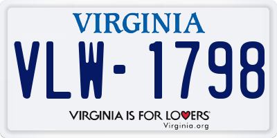 VA license plate VLW1798